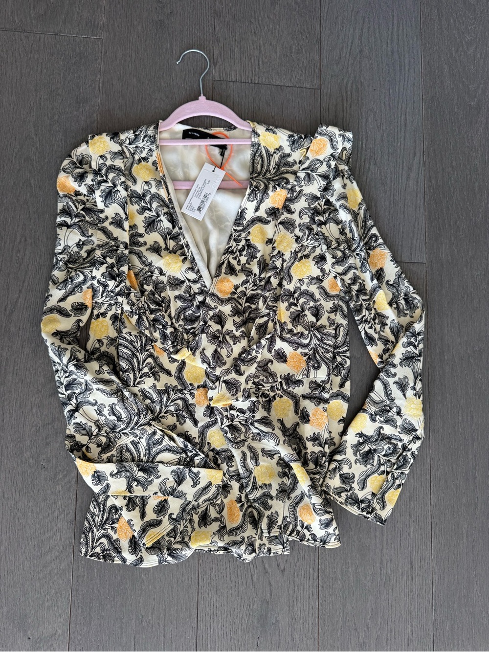 proenza schouler printed viscose georgette wrap top